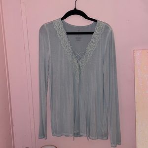 Blue Lace American Eagle Outfitters Long Sleeve Top Size Small